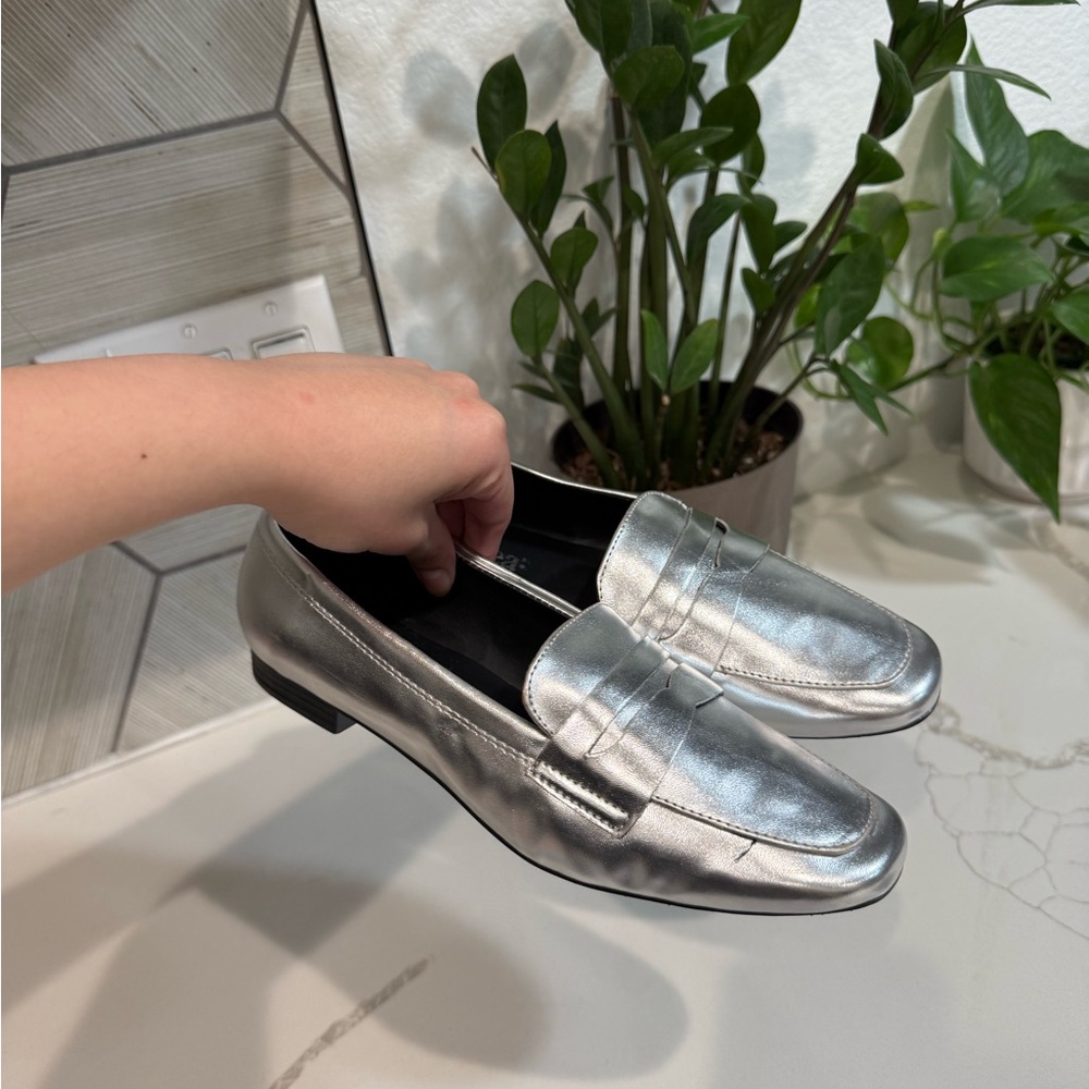 Andrea Metallic Silver Loafers